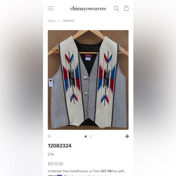 🔥🔥 Vintage CHIMAYOWEAVERS C.T.A. Native American Hand Weaved Aztec Western VES - Picture 10 of 10